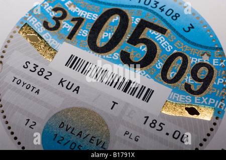 A close up of a Car Tax Disc Uk Stock Photo