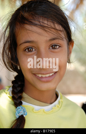 A Bedouin girl in Dahab, Egypt, is having fun Stock Photo