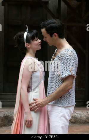 Actors Laura Donnelly and Nicholas Shaw playing Shakespeare's Romeo and Juliet at the Regent's Park Open Air Theatre, London. Stock Photo