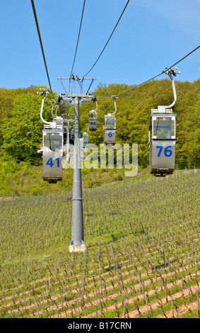 Cable car from Rüdesheim to Niederwald monument, Germany. Stock Photo
