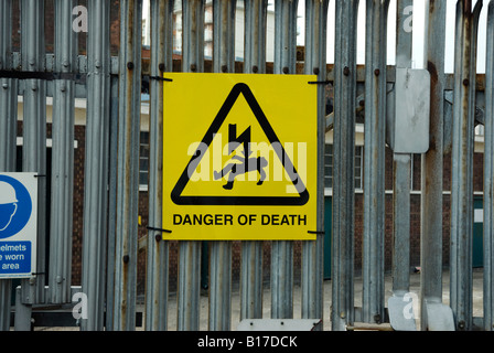 Danger of death sign on high security fence