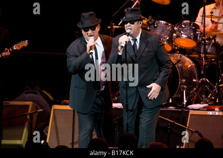 Zee and Elwood Blues Jim Belushi and Dan Aykroyd performed with Blues Brothers Band John Paul Jones Arena Charlottesville VA USA Stock Photo