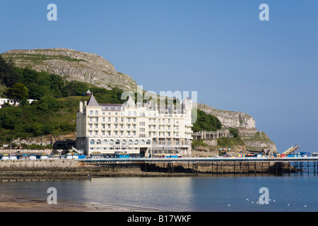 The Grand Hotel imposing Victorian building on seafront in tourist resort on Welsh coast in early summer. Llandudno North Wales UK Britain Stock Photo