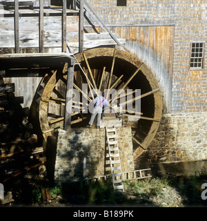 Sawmill, Kings Landing Historical Settlement, Kingsclear, New Brunswick, Canada, historic, people, mill Stock Photo