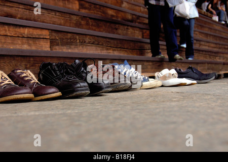 shoes at temple Kyoto Japan Stock Photo