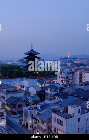 city skyline with Toji temple Kyoto Japan Stock Photo