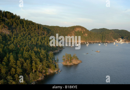Poets Cove Resort and Beaumont, Bedwell Harbour, South Pender Island, Gulf Islands National Park Reserve of Canada. Aerial photo Stock Photo