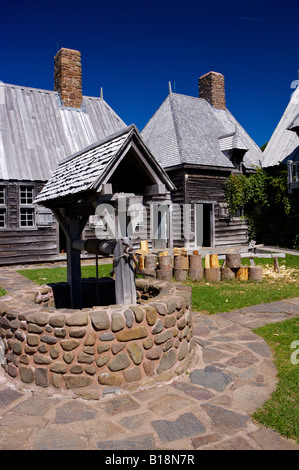 Courtyard at Port Royal National Historic Site near Annapolis Royal, Bay of Fundy, Evangeline Trail, Nova Scotia, Canada. Stock Photo