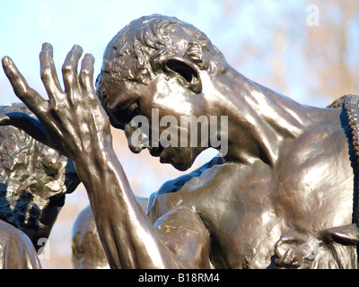 The Burghers of Calais in Victoria Tower Gardens is one of the most famous sculptures by Auguste Rodin. Stock Photo