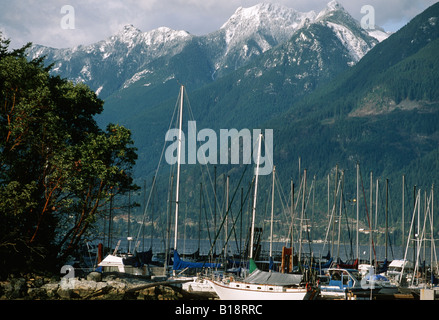 Sewell's Marina and Brunswick Mountain, Horseshoe Bay, West Vancouver, British Columbia, Canada. Stock Photo