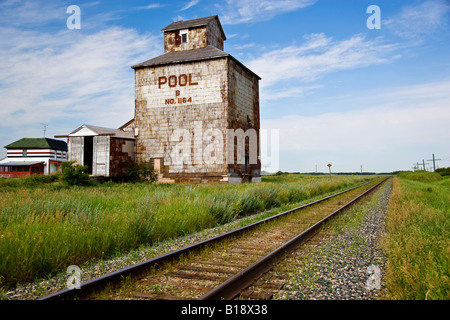 Oldest remaining wooden grain elevator in Canada at Fleming, Saskatchewan, Canada Stock Photo