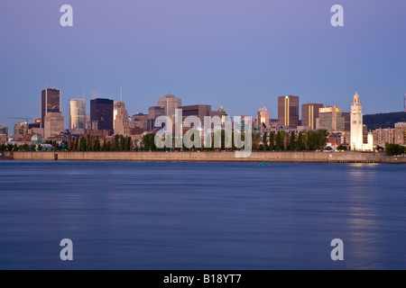 View of Montreal at dawn  from Ile Sainte-Helene, Montreal, Quebec, Canada. Stock Photo