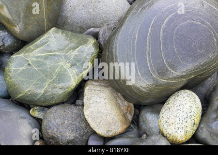 A collection of rocks found along the shoreline at Sombrio Beach, British Columbia, Canada. Stock Photo