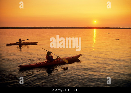 Kayaking, Nutimik Lake, Whiteshell Provincial Park, Manitoba, Canada. Stock Photo