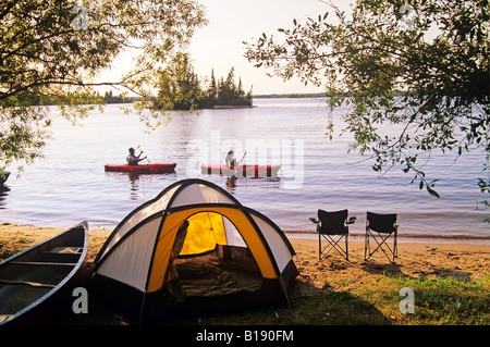 Kayaking, Otter Falls, Whiteshell Provincial Park, Manitoba, Canada. Stock Photo