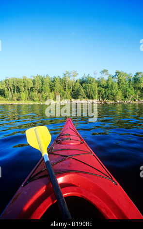 Kayaking, Nutimik Lake, Whiteshell Provincial Park, Manitoba, Canada. Stock Photo