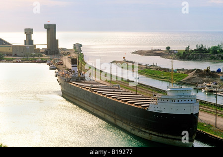 Great Lakes Ship, Lake Erie, Goderich, Ontario, Canada. Stock Photo