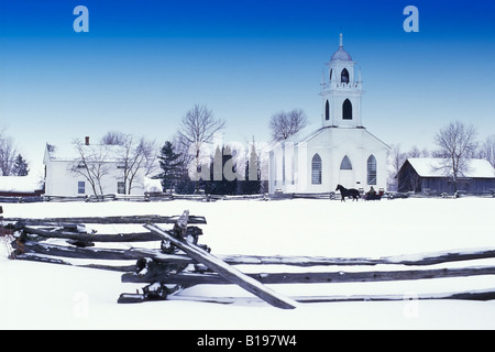 Horse Drawn Sleigh, Upper Canada Village, Parks of the St. Lawrence, Morrisburg, Ontario, Canada Stock Photo