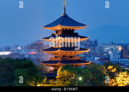 Toji temple glowing in the evening Kyoto Japan Stock Photo