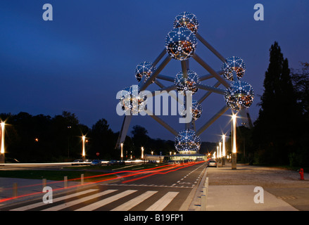 Belgium, Brussels. The Atomium monument in Brussels, built for Expo '58, the 1958 Brussels World's Fair. Stock Photo