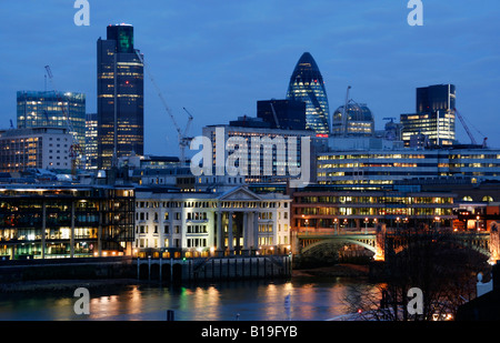 England, London, City of London. A view of London from the Tate Modern with the building nicknamed 'The Gherkin' in background Stock Photo