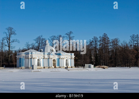 Russia, St Petersburg, Tsarskoye Selo (Pushkin). Catherine Palace - The Grotto. Designed by Rastrelli, the Grotto is situated at the north end of the great pond in the park of the Catherine Palace. Stock Photo