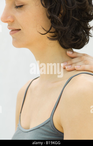 Woman receiving neck massage, cropped view Stock Photo
