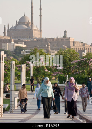 strollers, al-Azhar Park, Cairo, Egypt Stock Photo