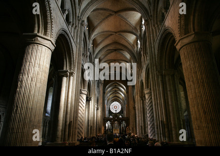 The nave, Durham Cathedral, Durham City, County Durham, UK. Stock Photo