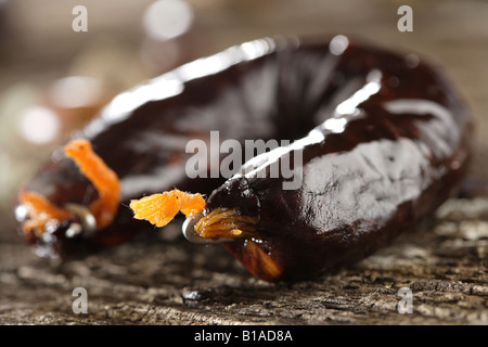 Morcilla serrana (Iberian pork blood sausage) Stock Photo