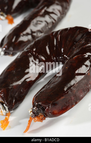 Close-up of morcilla serrana (Iberian pork blood sausage) (vertical) Stock Photo