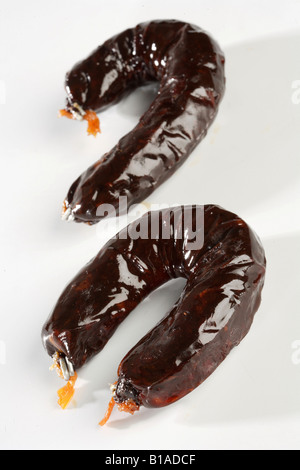 Morcilla serrana (Iberian pork blood sausage) (vertical) Stock Photo