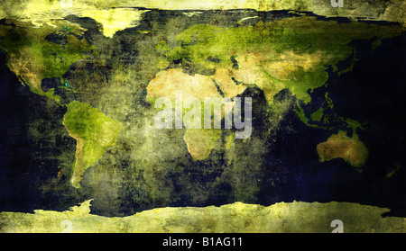 World map in grunge, vintage style Stock Photo