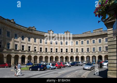 Georgian terraced houses in The Crescent, Buxton, Peak District, Derbyshire, England Stock Photo