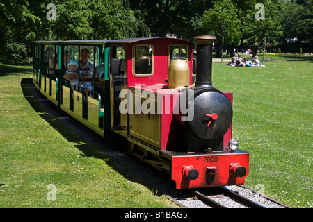 Miniature Railway in the Pavilion Gardens, Buxton, Peak District, Derbyshire, England Stock Photo