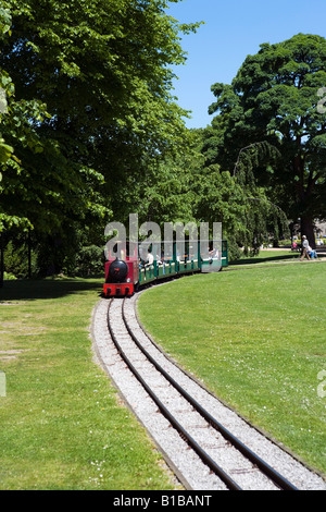 Miniature Railway in the Pavilion Gardens, Buxton, Peak District, Derbyshire, England Stock Photo