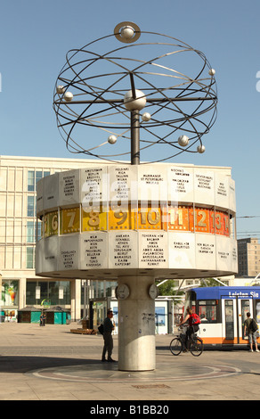 Berlin Germany the World Time Clock in Alexanderplatz Stock Photo