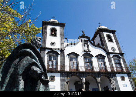 dh Church of Nossa Senhora MONTE MADEIRA Beato Carlos de Habsburg statue and Church of Our Lady roman catholic Stock Photo