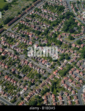 Roundhay, North Leeds Suburban Housing from the Air, West Yorkshire, Northern England Stock Photo