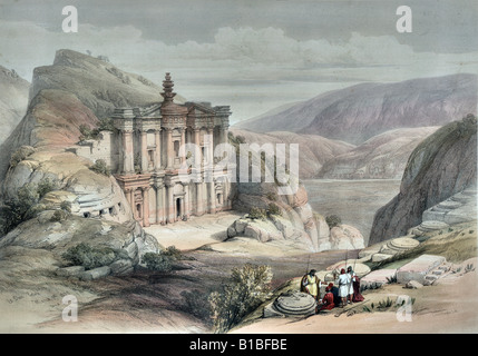 El Deir Petra 1839 Stock Photo