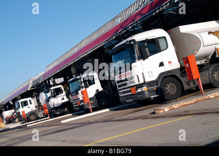 Hoyer fuel delivery tankers at Esso West London Terminal Stock Photo