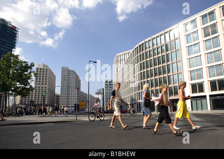 Pedestrians at the Potsdam Square, Berlin, Germany Stock Photo
