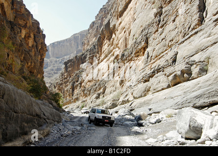 geography / travel, Oman, tourism, expedition in Hajar Mountains, Jebel Akhdar, Wadi Nakhar at Jebel Shams, Additional-Rights-Clearance-Info-Not-Available Stock Photo