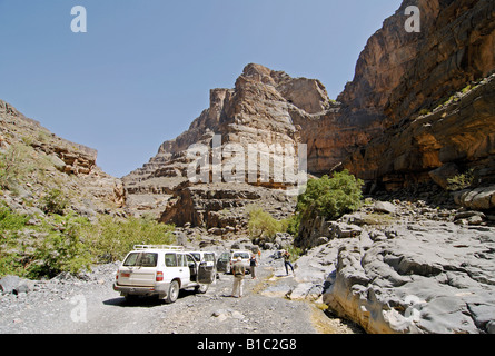 geography / travel, Oman, tourism, expedition in Hajar Mountains, Jebel Akhdar, Wadi Nakhar at Jebel Shams, Additional-Rights-Clearance-Info-Not-Available Stock Photo