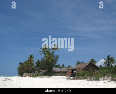 geography / travel, Tanzania, Bwejuu, beaches, Bwejuu Beach, sandy beach with huts, Additional-Rights-Clearance-Info-Not-Available Stock Photo
