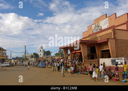 geography / travel, Madagascar, Island Nosy Be, Hell Ville City, street scenes, people outside a supermarket, Additional-Rights-Clearance-Info-Not-Available Stock Photo
