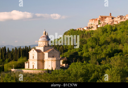 Sanctuary of the Madonna di San Biagio and Montepulciano Valle de Orcia Tuscany Italy Stock Photo
