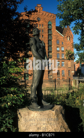 Statue of (in)famous pirate Godeke Michels (called Stoertebeker) in Hamburg, Germany Stock Photo