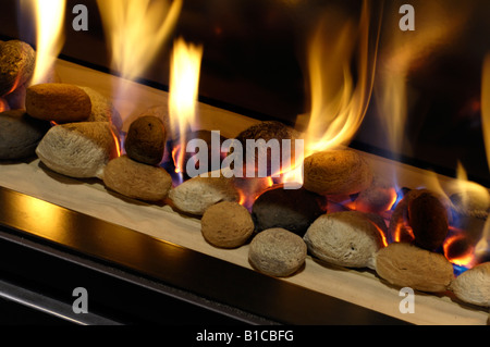 Contemporary gas fireplace Stock Photo