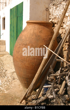 Large Amphora used for olive oil. La mancha Spain. vertical.  Amphora Spain 25144 Stock Photo